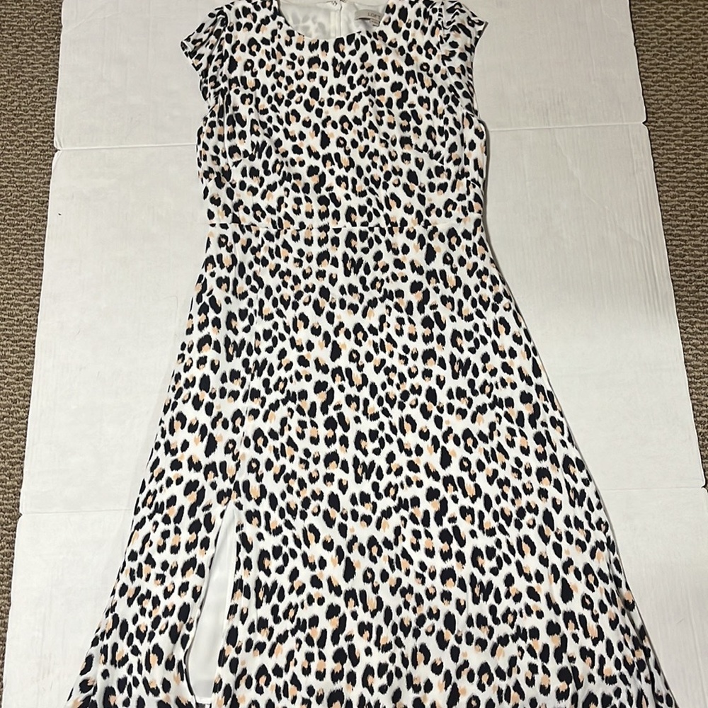 Loft Leopard Print Flutter Sleeve Midi Dress Like… - image 4